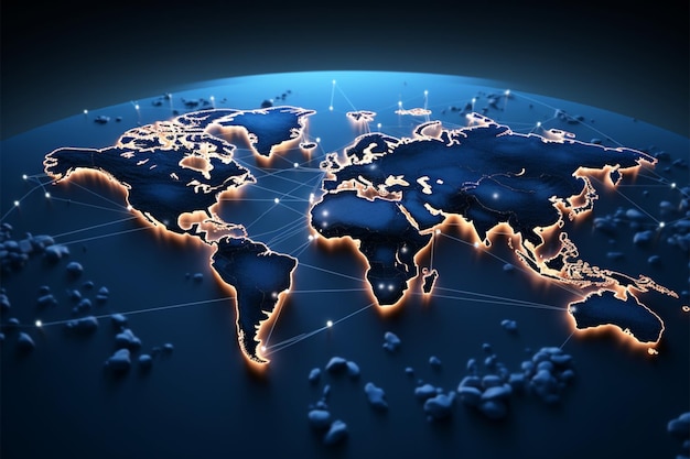 Technology meets the world with a global network connection backdrop