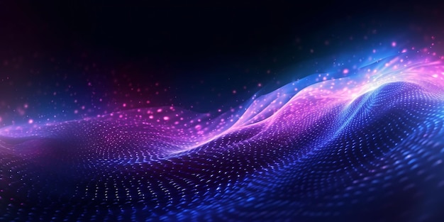 Technology Particles Mesh Background Connected Dots Wave Landscape Science Background Generative AI