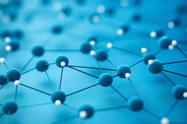 Технологический полигональный атом соединяет технический фон сетки науки абстрактный сетевой синий