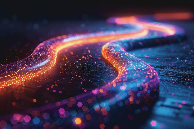 technology roads made out of fiber and network connections colorful abstract background