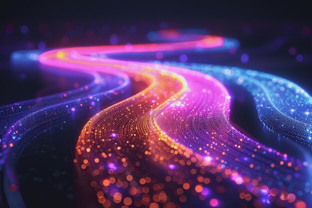 technology roads made out of fiber and network connections colorful abstract background