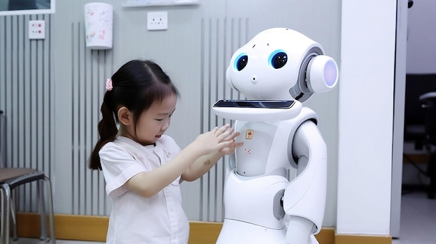 Technology smart robot Ai a nurse assistant robot that helps medical staff