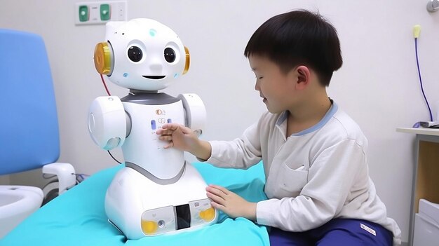 Technology smart robot Ai a nurse assistant robot that helps medical staff