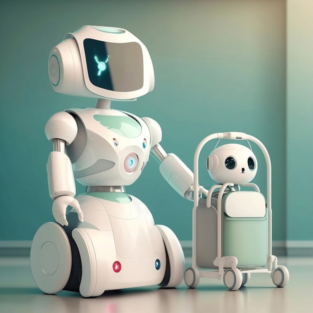 Technology smart robot Ai a nurse assistant robot that helps medical staff