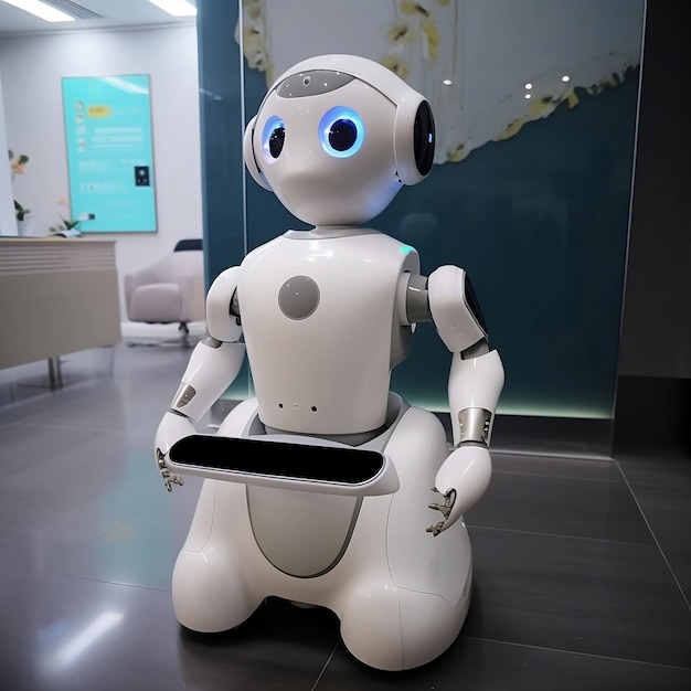 Technology smart robot Ai a nurse assistant robot that helps medical staff