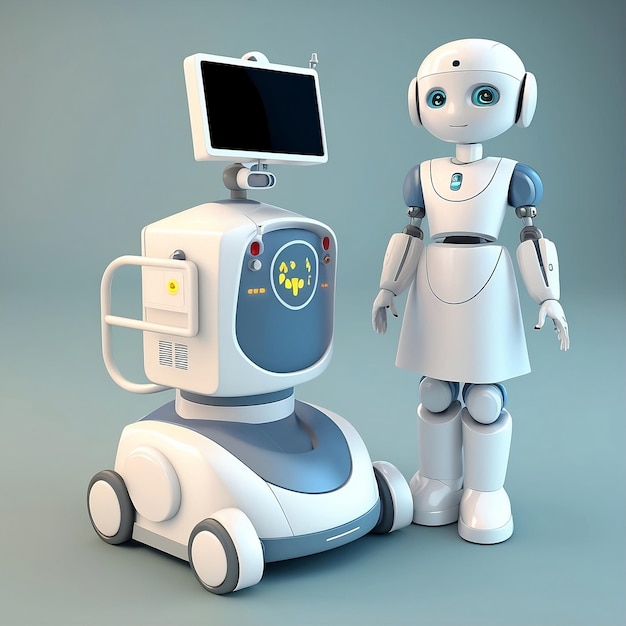 Technology smart robot Ai a nurse assistant robot that helps medical staff