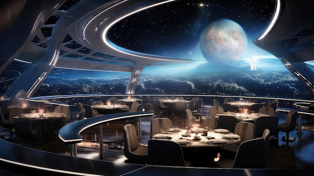 Photo technology space restaurant background