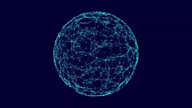 Photo technology sphere with connecting dots digital abstract network structure 3d rendering