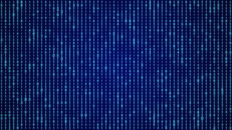Photo technology stream binary code digital illustration blue matrix background programming coding hacking and encryption 3d rendering