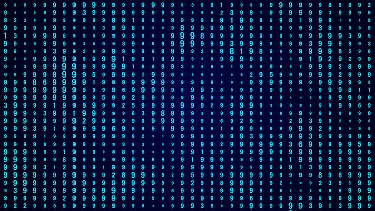 Photo technology stream binary code digital illustration blue matrix background programming coding hacking and encryption 3d rendering