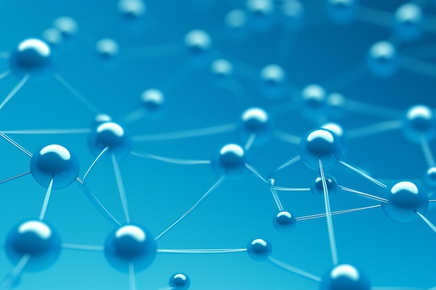 Технология техническая наука абстрактный трехмерный многоугольник соединяет сеть веб фон сетка атом синий