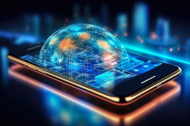 テクノロジー スマートフォンによる仮想グローバルインターネット接続 ビッグデータへのビジネスインターネット接続 デジタルリンク技術 ジェネレーティブAi