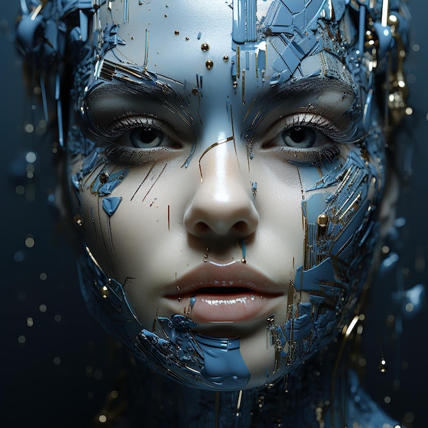 Technology women women's faces with textured skin Women artificial intelligence AI generated