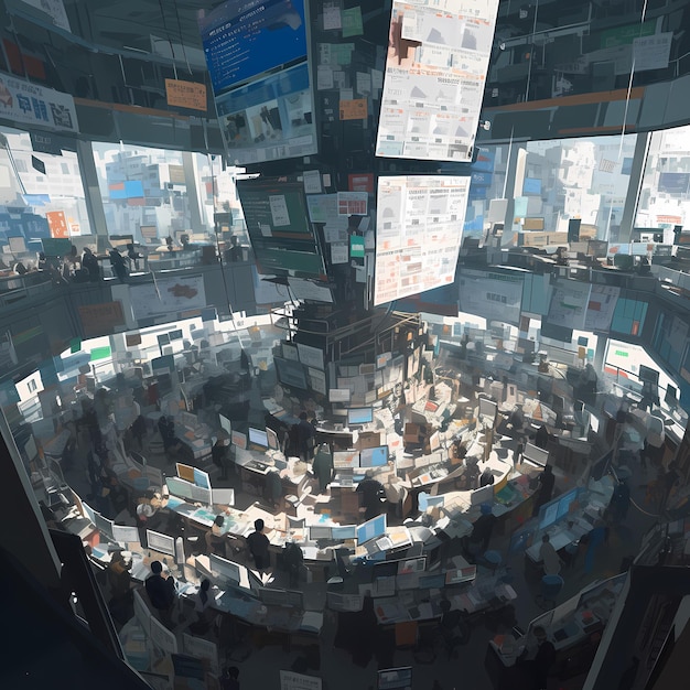 Technologyfilled Office Space Dynamic Perspective