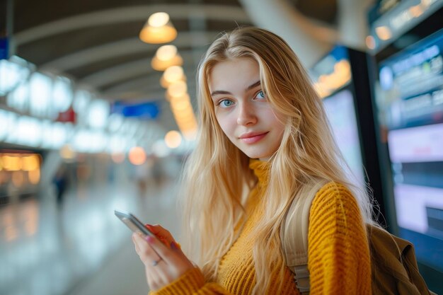 TechSavvy Woman Buying Train Tickets