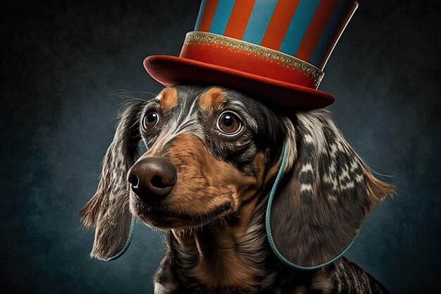 Teckel hond Circus dier illustratie generatieve ai