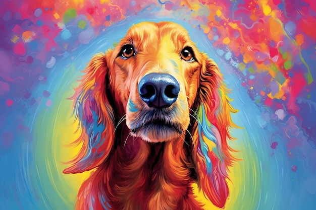 Teckel hond regenboog kleuren surrealistische illustratie generatieve ai