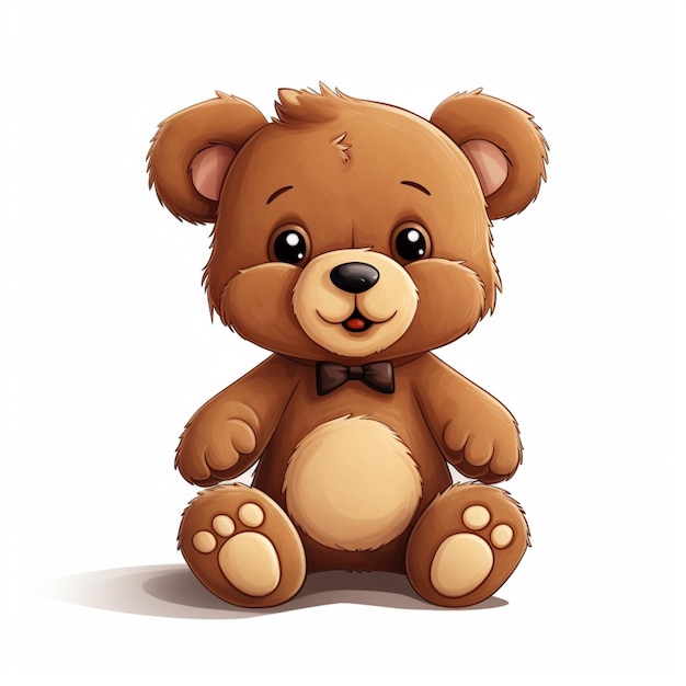 Teddy bear 2d cartoon illustraton on white background high