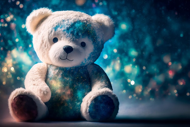 Premium Photo | Teddy bear boy is sitting night stars background generative ai Premium Photo | Teddy bear boy is sitting night stars background generative ai