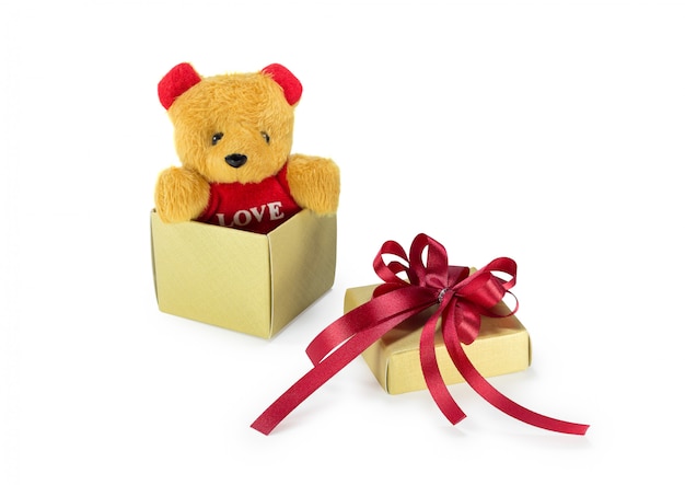 Teddy bear in the gift box