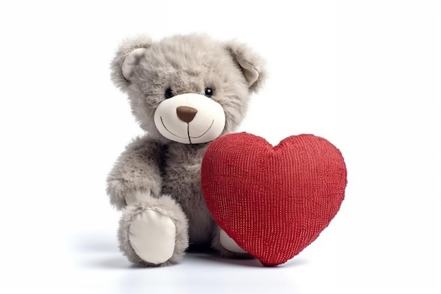 Teddy Bear Holding Heart geïsoleerd op een doorzichtige achtergrond AI