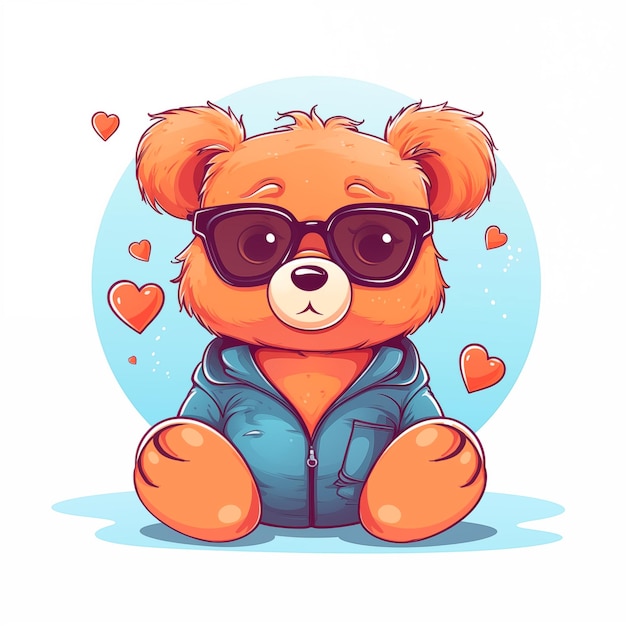 Photo teddy bear illustration of a cute cartoon teddy bear holding red heart illustration