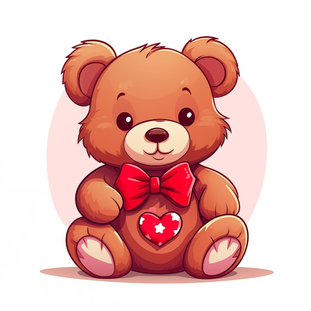 Photo teddy bear illustration of a cute cartoon teddy bear holding red heart illustration