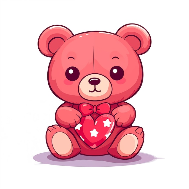 Teddy bear illustration of a cute cartoon teddy bear Holding red heart illustration