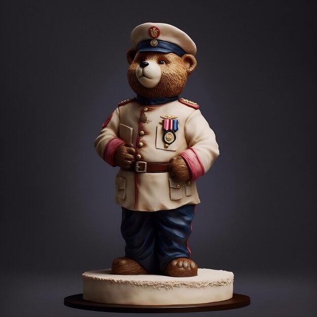 Teddy bear in a light officer's uniform Image generated by AI