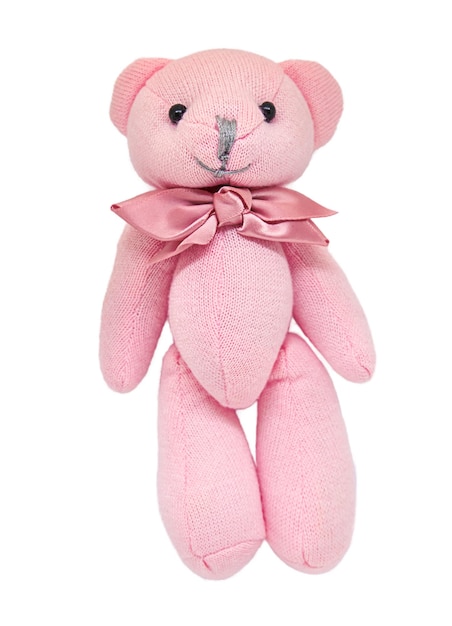 Teddy bear pink isolate on a white background Selective focus