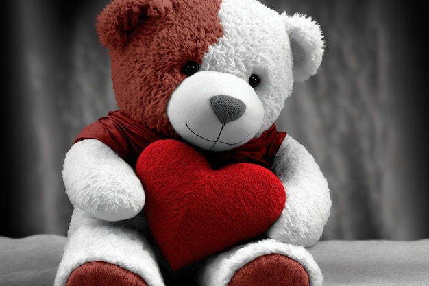 teddy bear in red and white