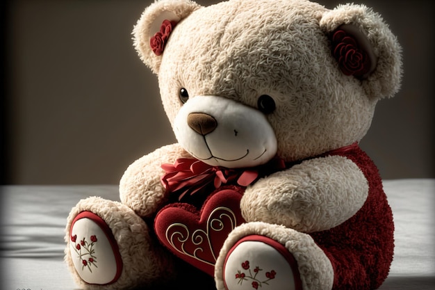 teddy bear in red and white