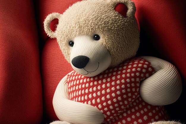 teddy bear in red and white