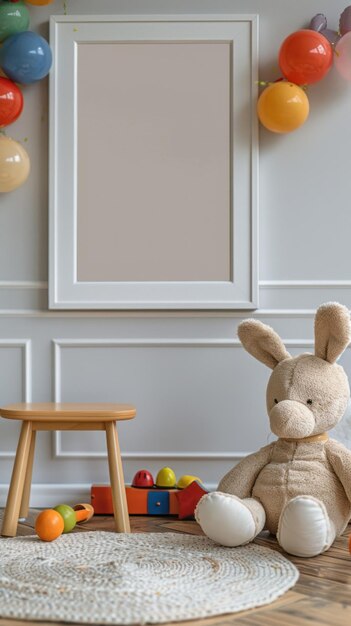 Teddy Bear Sitting on Rug in Room