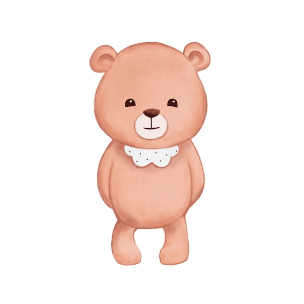 Teddy bear toy Kind bear Character for children Character for a postcard Cartoon illustration