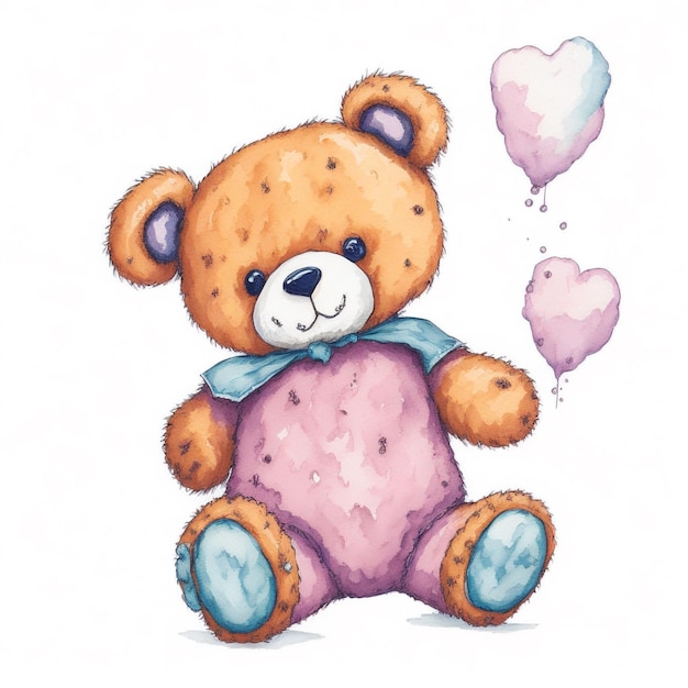 Photo teddy bear watercolor illustration