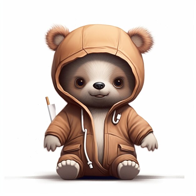 A teddy bear wearing a jacket that says'i'm a bear '