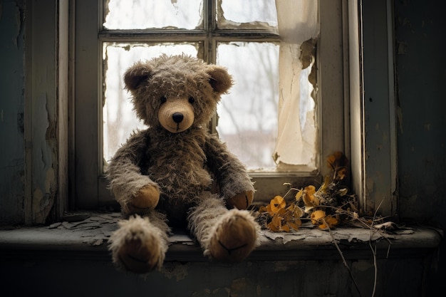 Teddy bear window Generate Ai