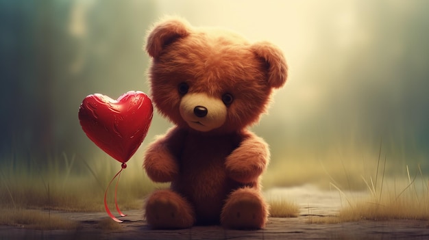 Foto orso di peluche con un cuore