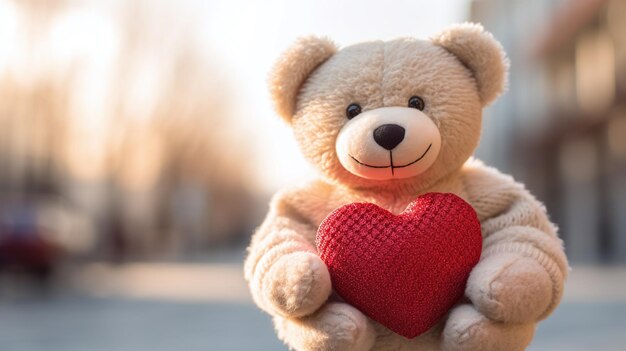 Foto orso di peluche con un cuore