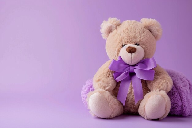 Teddy bear with purple ribbon Epilepsy awareness day