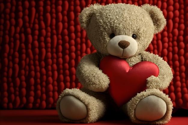 teddy bear with red heart. Valentine's day concept