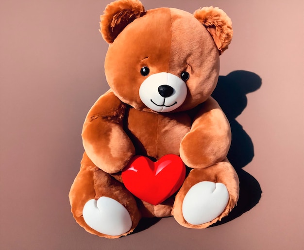 Photo teddy bear with red heart