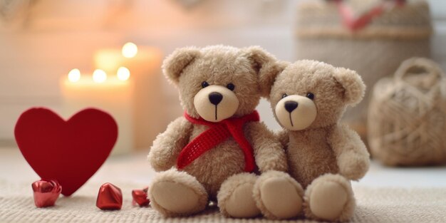 a teddy bear with a red ribbon around its nose