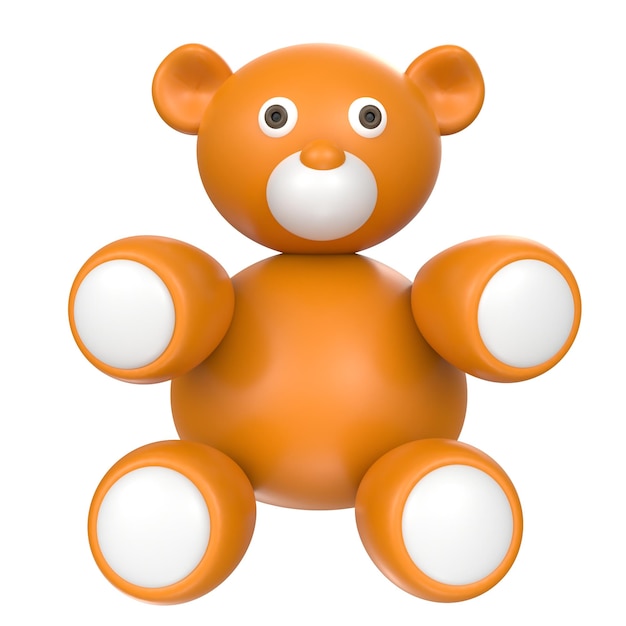 A teddy bear with white teeth and a white background