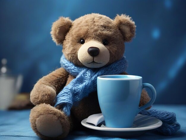 Foto teddy bears met achtergrond blue monday concept generative ai