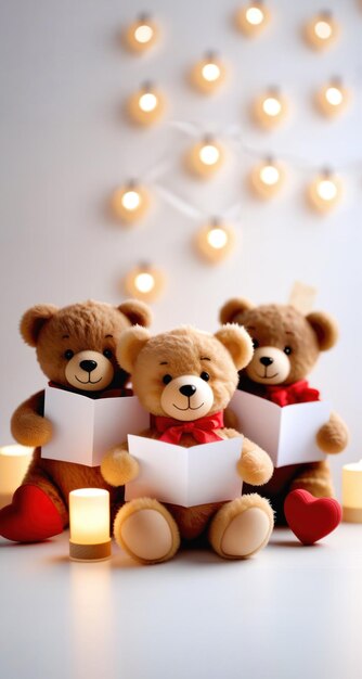 Teddy bears with love hearts in valentine day