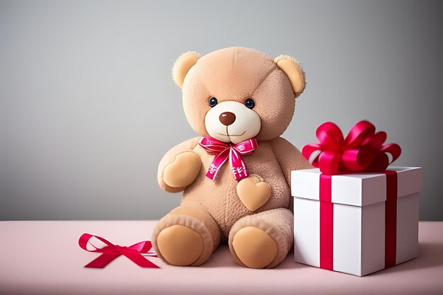 Foto teddy bier met geschenkkistjes