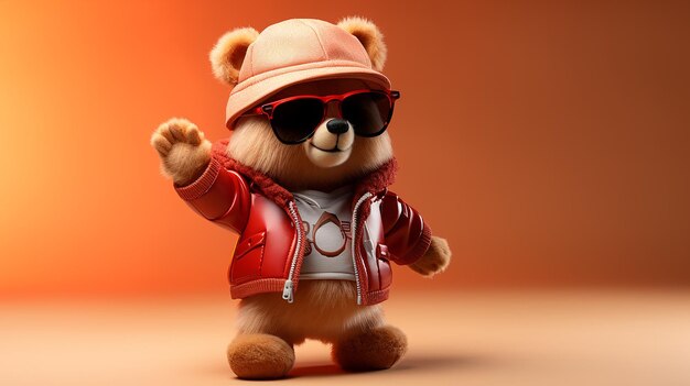 Teddy chic stylish plush toy character in hat and suit