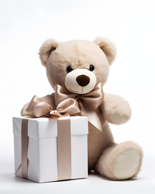 Foto teddybeer en cadeau doos